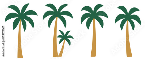 Palm trees vector set colorful plant editable vector