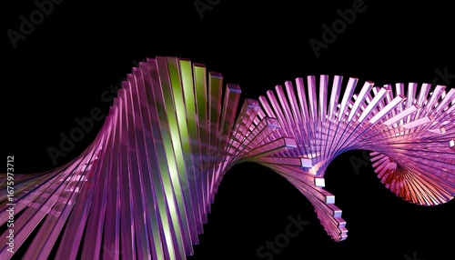 Принти на полотні Twisted DNA Strand: A mesmerizing 3D rendering of a colorful DNA strand, showcasing its intricate helical structure against a deep background