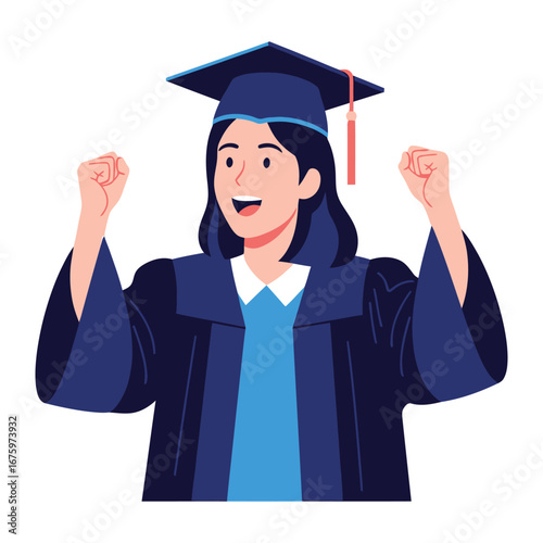 Triumph of Education: Capturing a moment of triumph and pride, a newly minted graduate beams with joy, their academic gown and mortarboard a symbol of achievement.