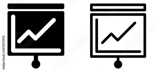 Business presentation board icon with graph chart