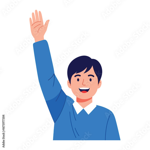 Animated Man Waving: A cheerful animated man with a welcoming wave, set against a clean background. Capturing the essence of friendly gestures and approachable style. 