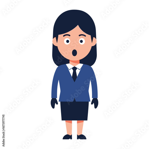 Astonishment Expression: This illustration features a cartoon businesswoman. Her expression of shock and surprise showcases the universal human experience.
