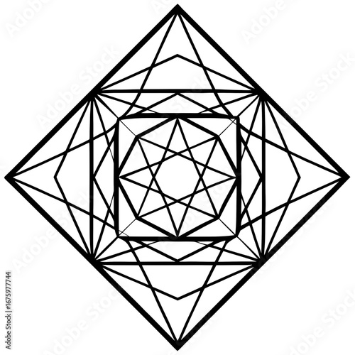 Abstract Geometric Line Art Vector | Simple Shapes Illustration for Design