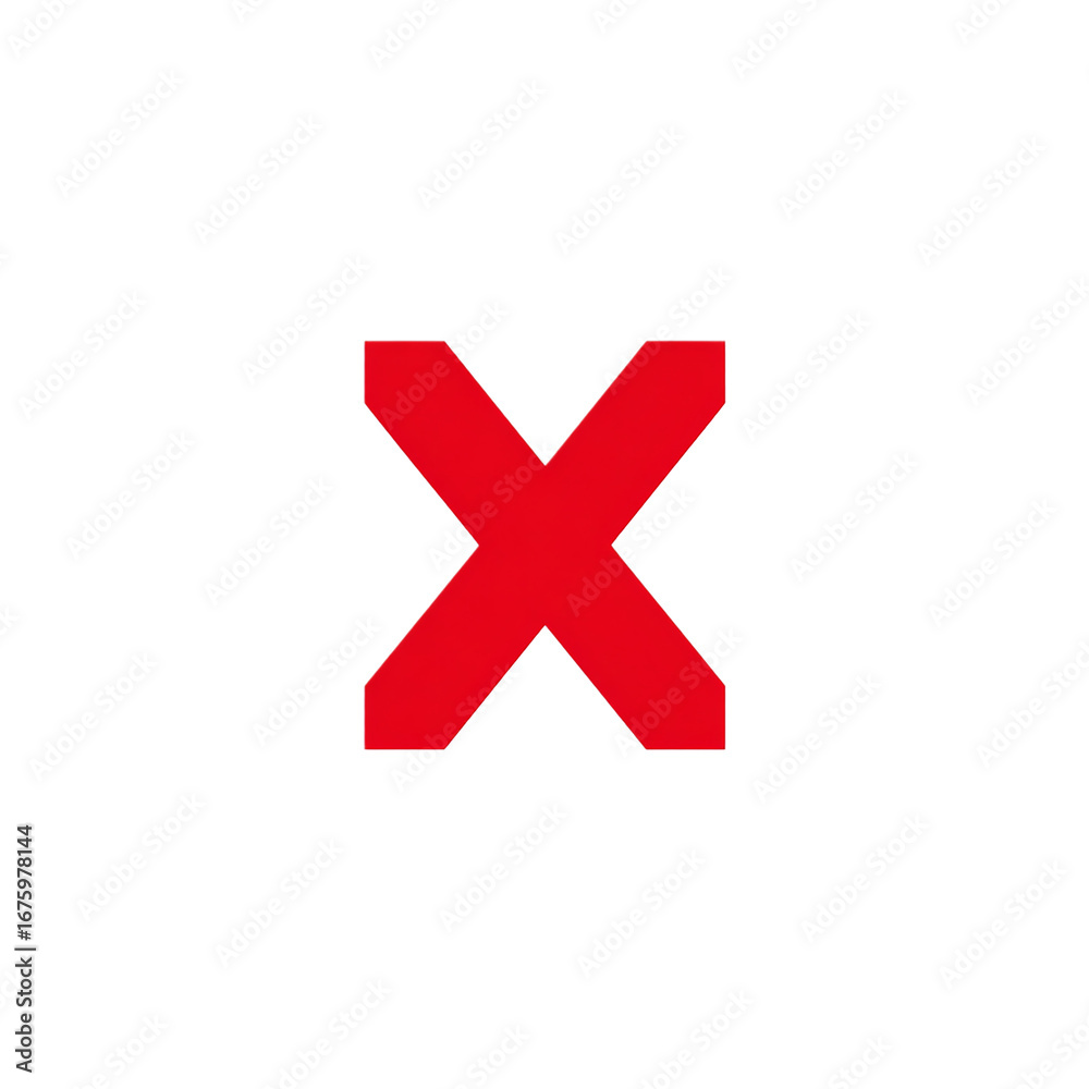 Obraz premium Red cross symbol for cancellation isolated on transparent background