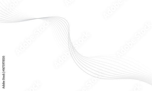 Abstract gray wave dynamic curve dots lines background. Energy technology concept halftone modern backdrop design for business, presentation, banner.