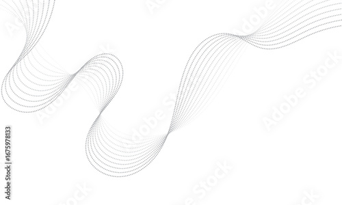 Abstract gray wave dynamic curve dots lines background. Energy technology concept halftone modern backdrop design for business, presentation, banner.