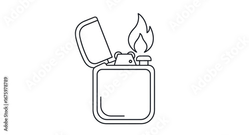 Line Art Illustration of a Lit Lighter.