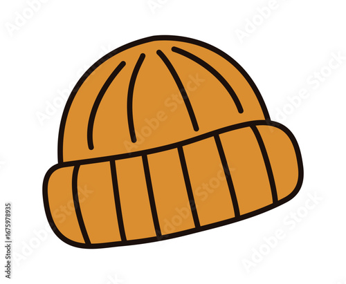 Beanie isolated on white background. Doodle style