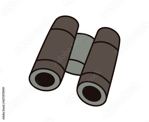 Binoculars isolated on white background. Doodle style