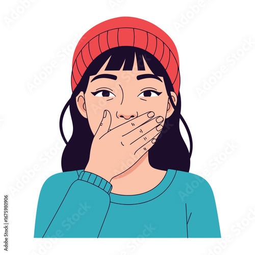 A Moment of Silence: A portrait of a girl who covers her mouth, symbolizing a spectrum of human expression