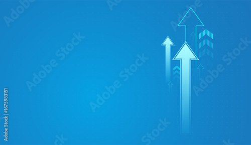 Growth blue arrows on light blue background used in finance, Forex trading, banking market. with multiple upward-pointing arrows, symbolizing growth, progress, and positive trends