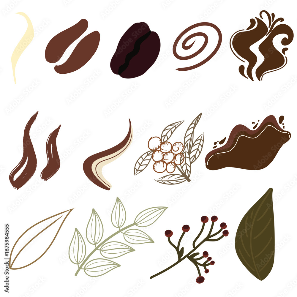Fototapeta premium coffee beans and leaves