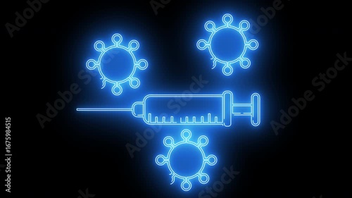 Wallpaper Mural injection and virus icons with neon effects Torontodigital.ca