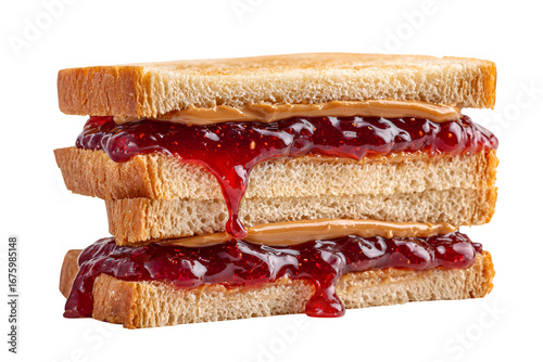 Delicious peanut butter and jelly sandwich stack