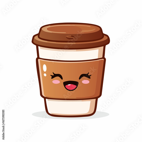 Cute smiling coffee cup cartoon character