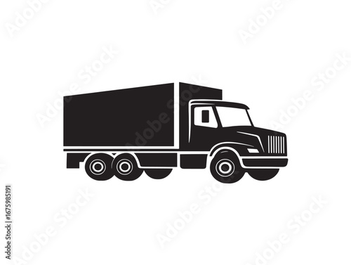 Cargo truck icon silhouette vector illustration for logistic stock designs
