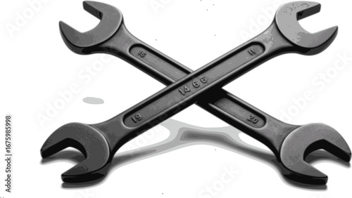 Crossed wrenches symbolizing repair tools for mechanics and handymen in a workshop setting