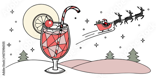 Create polygon cherry Christmas mocktail decorated…