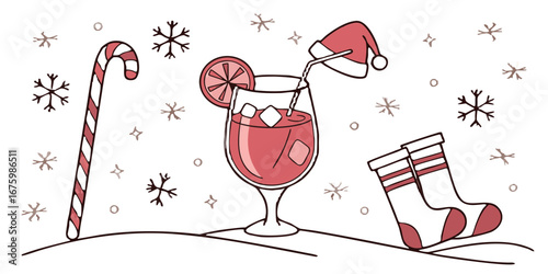 Illustrate polygon cherry holiday mocktail topped…