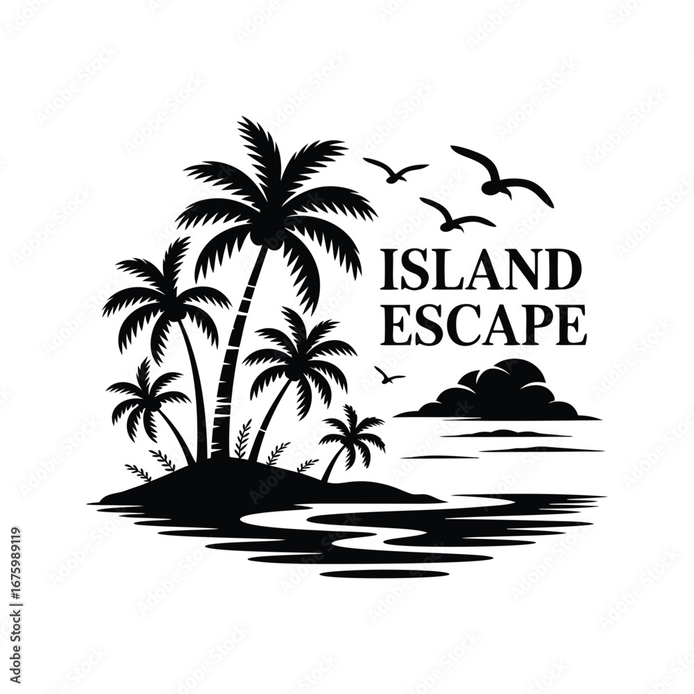 Fototapeta premium Exotic Palm Coastline Scene with Ocean Reflection