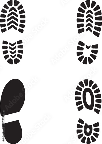 Set of Shoe print silhouette vector illustration isolated On Transparent Background 