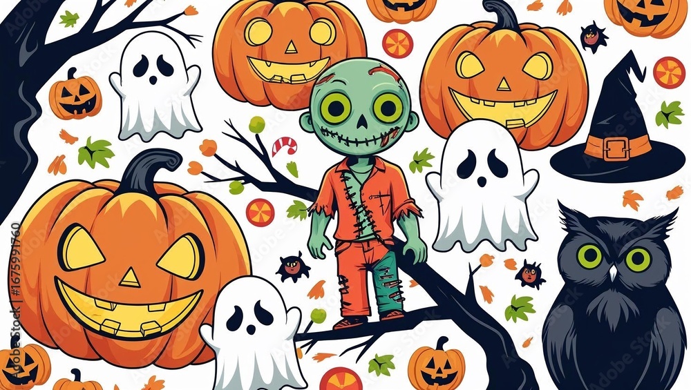 Fototapeta premium Halloween Pumpkin Halloween Ghost