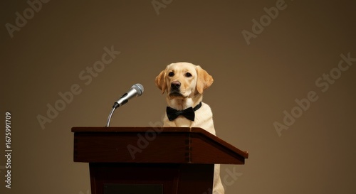 Dog on Podium