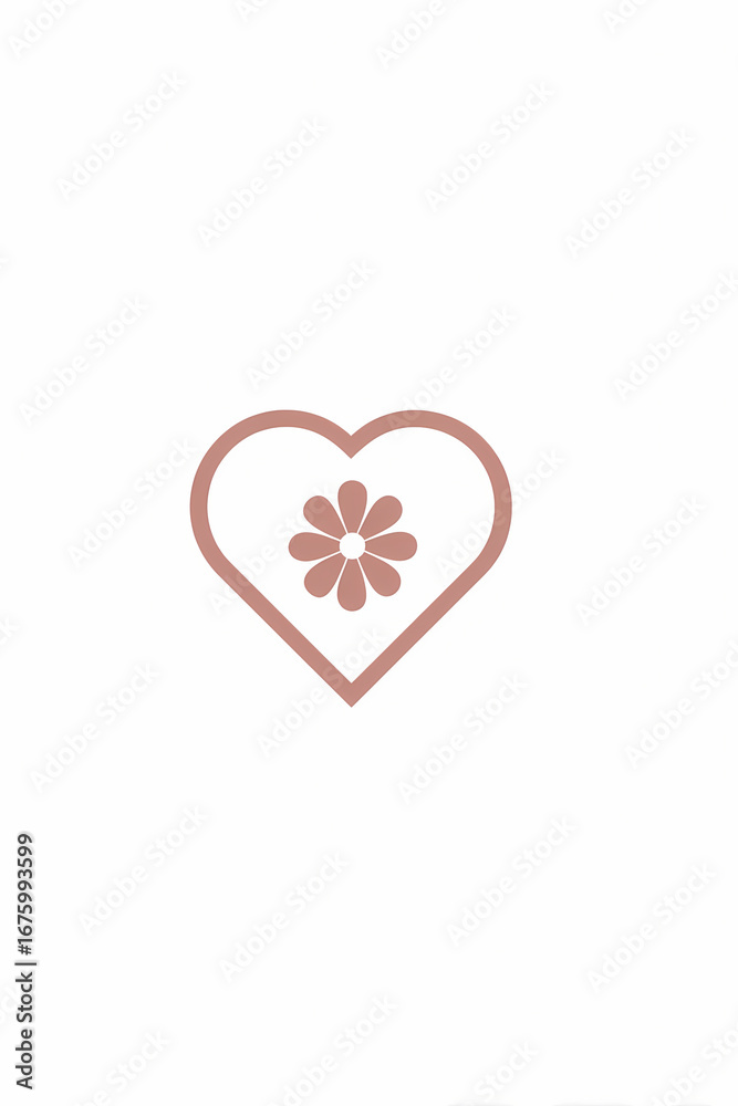 Fototapeta premium A Delicate Heart Emblem with a Simple Floral Motif for Crafting and Branding Projects