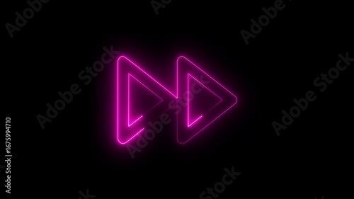 double play arrows, white animated forward motion arrows on black background representing fast forward skip next functions. Animation of looping rewind button concept. Rewind Graphic icon Background. 