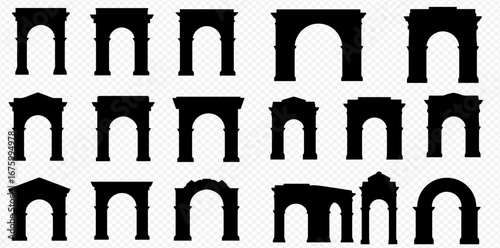 Collection of various arch silhouettes, showcasing different architectural styles and designs.