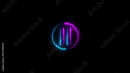 Wallpaper Mural Video, audio neon play button icon animation. glowing play button animation. Mouse clicking video play and pause button with chroma key, screen and alpha channel 4k animation. Torontodigital.ca