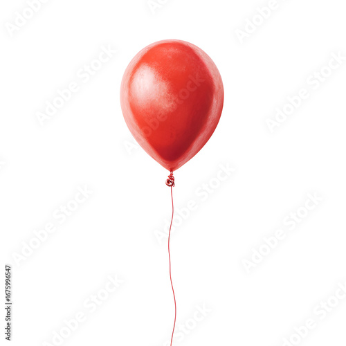 Single red balloon on black background