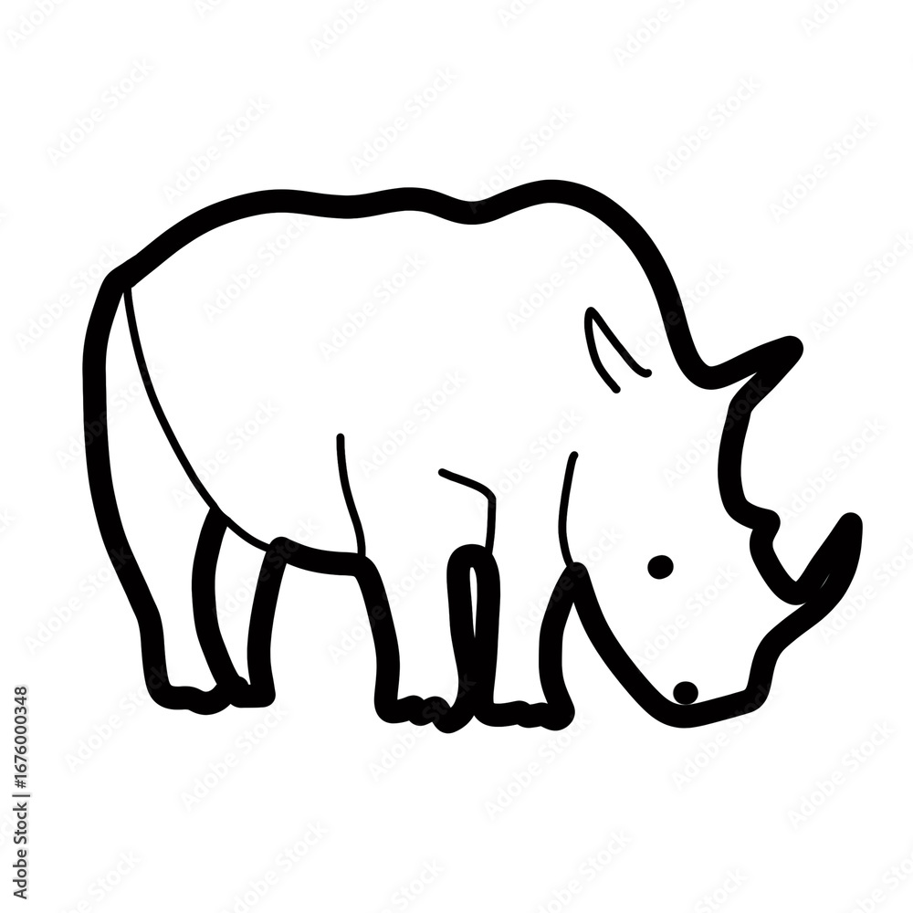 Fototapeta premium rhino big animal forest living habitat natural hand drawn 
