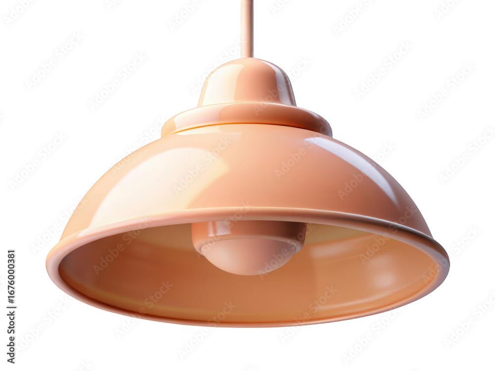 Fototapeta premium Chic peach pendant lamp modern interior lighting fixture stylish home decor light design 3d illustration isolated on transparent background