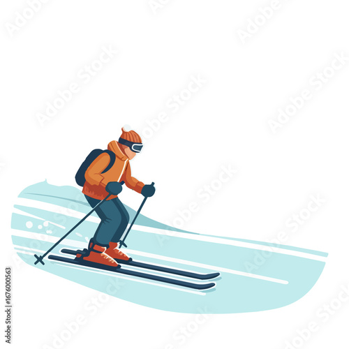 vector illustration of people playing snow skiing