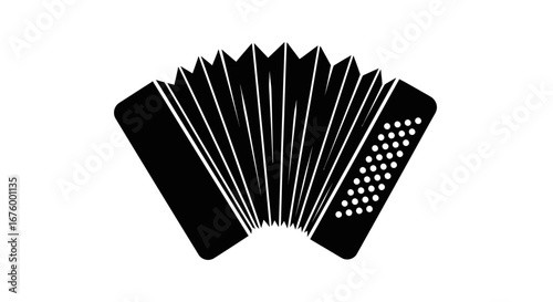 Black Accordion Silhouette with Detailed Bellows and Keys.