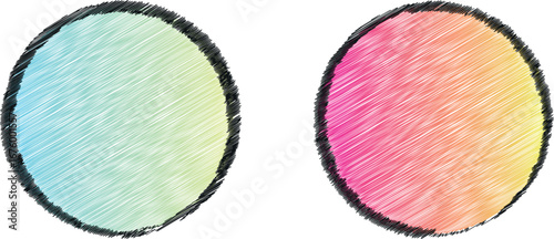 Colourful Scribed Brush Vector Grunge Circle Pack with Handcrafted Round Brush Shapes for Creative, Edgy Visual Projects