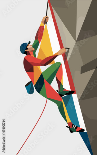 Arrampicatore 004 Geometrico Astratto - Design Artistico Sportivo Moderno con Forme Colorate