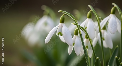 Snowdrop Flowers Blooming in Springtime.