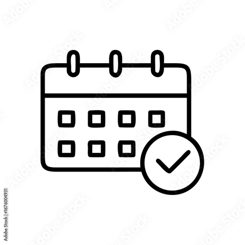 Illustration of a calendar with days displayed and a check mark indicating a scheduled event completed