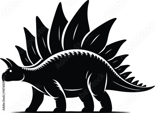 Giant Stegosaurus dinosaur vector illustration isolated on white background