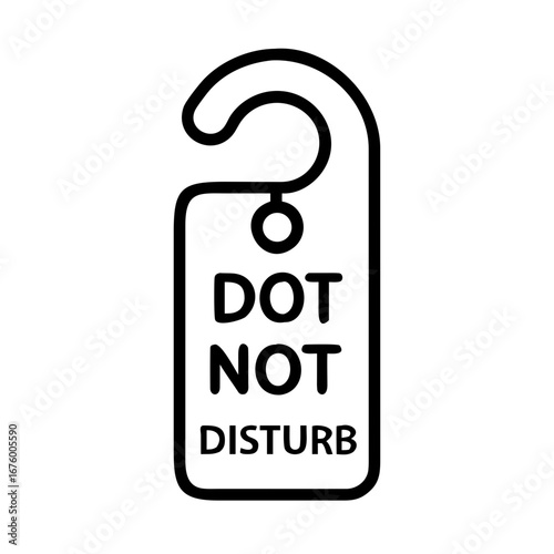 Illustration of a do not disturb sign with a hook and rounded rectangle shape in black and white colors