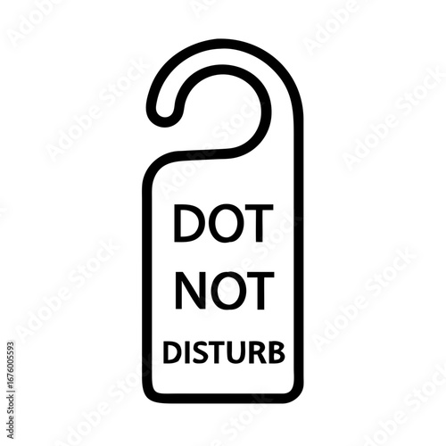 Illustration of a door hanger sign with the text dot not disturb in bold black letters on a white background