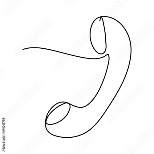 One continuous line illustration of a telephone receiver isolated on white background line art