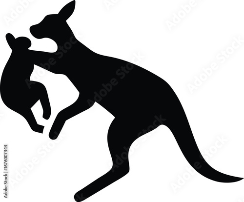 Dynamic kangaroo boxing silhouette captures athleticism and australian wildlife power