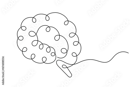 Human Brain Single Line Art Vector | Minimalist Abstract Mind Illustration