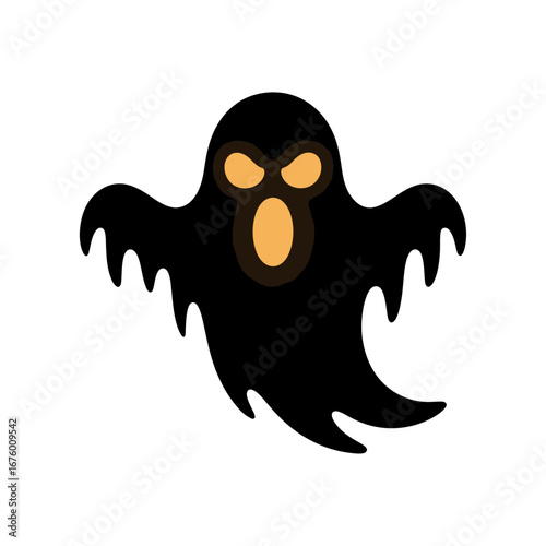 glowing halloween ghost silhouette with eerie eyes for spooky design elements