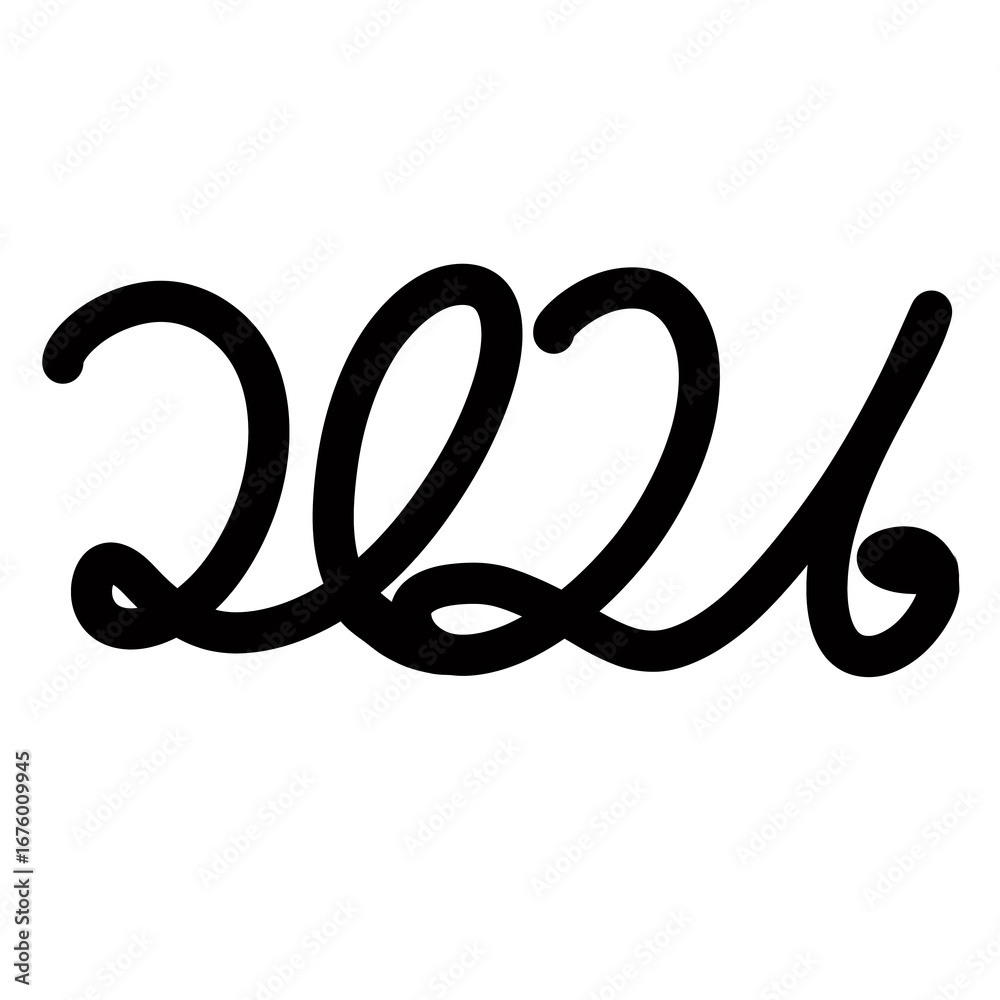 Obraz premium 2026 year hand writing new year Christmas number lettering 
