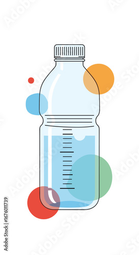 Refreshing clear water bottle with colorful bubbles floating around it a healthy beverage choice for hydration