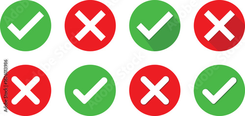 Green checkmarks and red crosses icons for choices